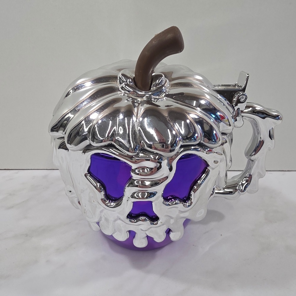 Halloween Gothic Poison Apple Mug Silver Purple Disney Parks Villain Evil Queen